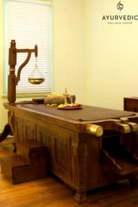 Ayurveda Abhyanga Massage table at the Ayurvedic Wellness Centre in Bondi Junction, Sydney