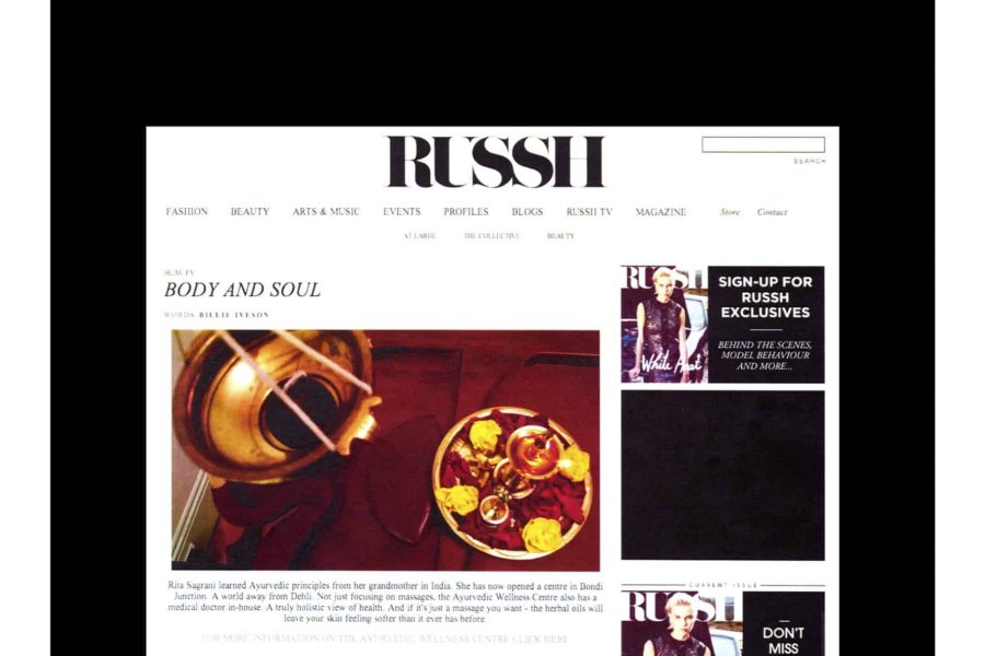 Ayurvedic wellness centre in Russh magazine