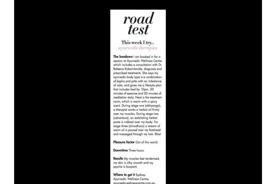 The Ayurvedic Wellness Centre was featured in Sunday Life Magazine!