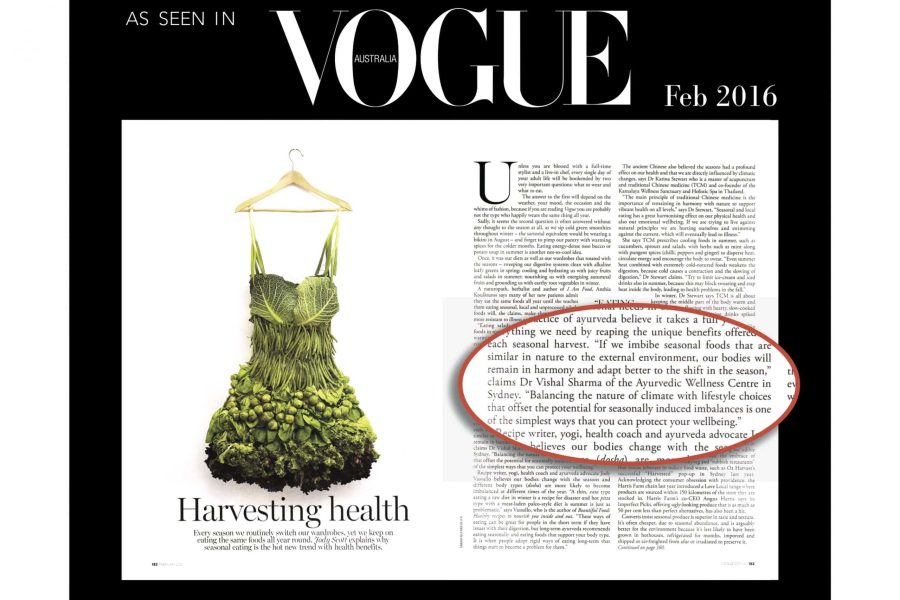 Ayurvedic wellness centre in Vogue magazines